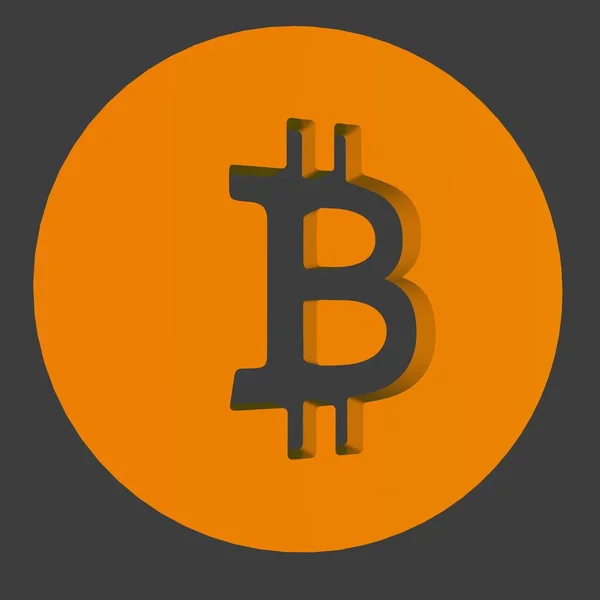 Pomarańczowa Ikona Bitcoina Moneta Kryptowaluta Finansowanie — Zdjęcie stockowe