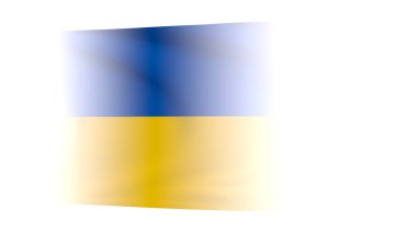 Beyaz arka planda Ukrayna bayrağı. Politika ve çatışma. 3d resimleme.