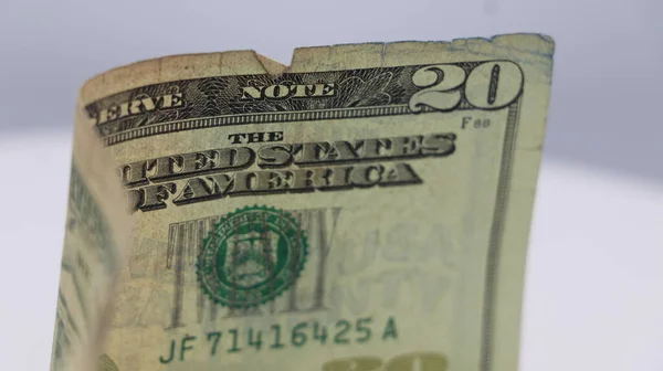 Nota Velha Vinte Dólares Americanos Close Dinheiro Americano Taxas Câmbio — Fotografia de Stock