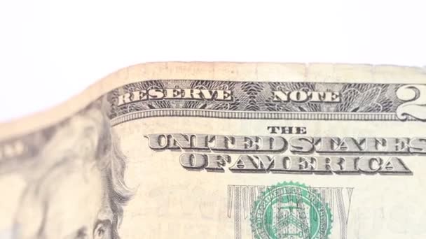 Twenty Dollars Close Banknote Rotation — Video Stock