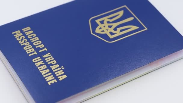 Foreign Blue Passport Ukraine Document Pass Statehood — Vídeo de stock