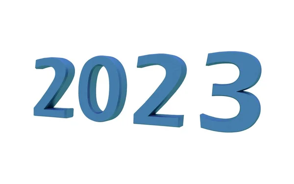 Blue Number 2023 White Background New Year Christmas — Fotografia de Stock