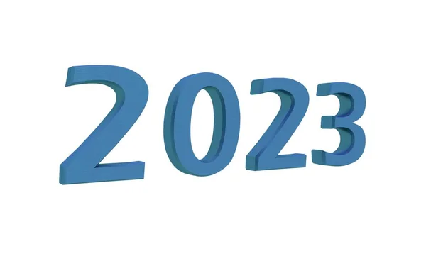 Blue Number 2023 White Background New Year Christmas — 图库照片