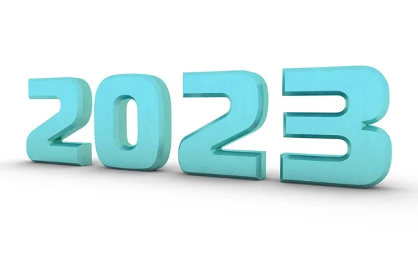 Blue Metallic Number 2023 White Background Shadow Bottom New Year — Foto Stock