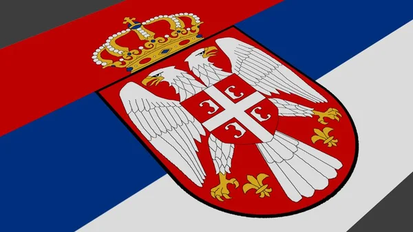 Флаг Сербии Крупный План Сером Фоне Трехмерная Иллюстрация — стоковое фото