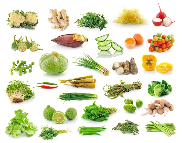 Grönsaker samling isolerade på vit bakgrund — Stockfoto