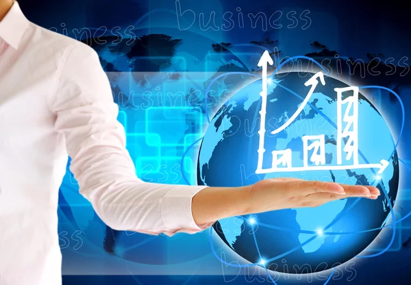 Üzleti grafikon a kezét — Stock Fotó