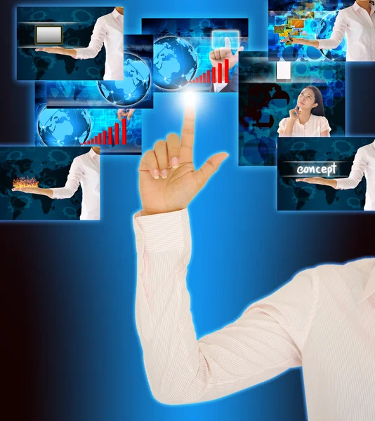 Businessman selecting images streaming — Stock Photo, Image