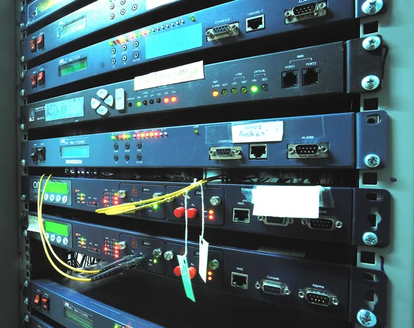 The communication and internet network server room — Stock Photo, Image