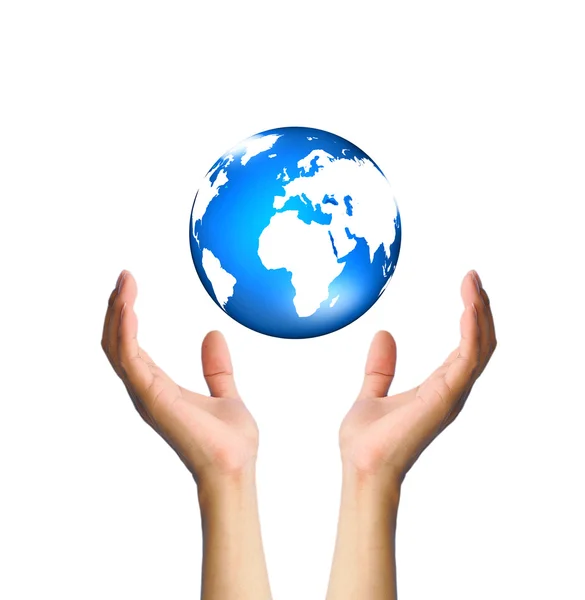 Hand holding globe to protect the fragile environment — Stock Photo, Image