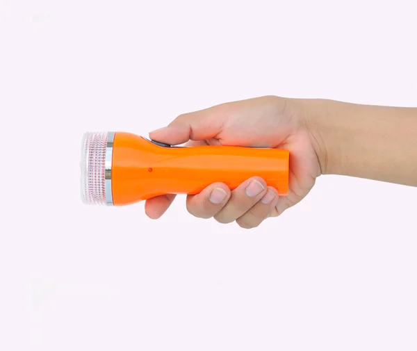 Hand met een kleine zaklamp — Stockfoto