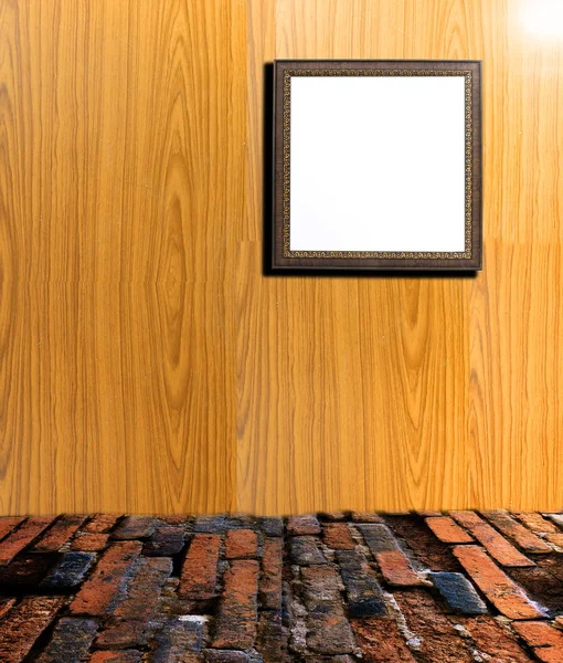 木製の壁の写真フレーム — ストック写真