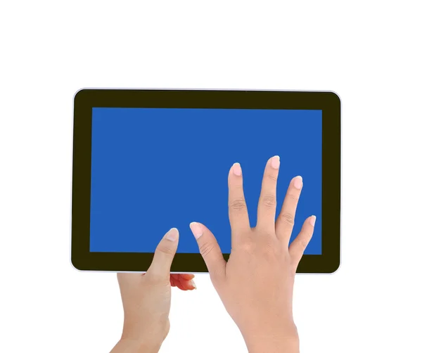 Beyaz arka plan üzerinde izole dokunmatik tablet bilgisayar — Stok fotoğraf