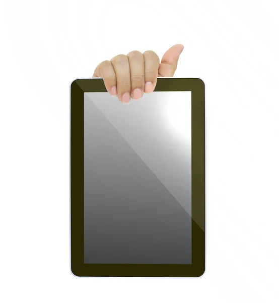 Ręka trzyma komputera typu tablet — Zdjęcie stockowe