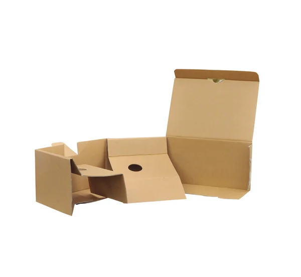 Open corrugated cardboard box on white background — Stock Photo, Image