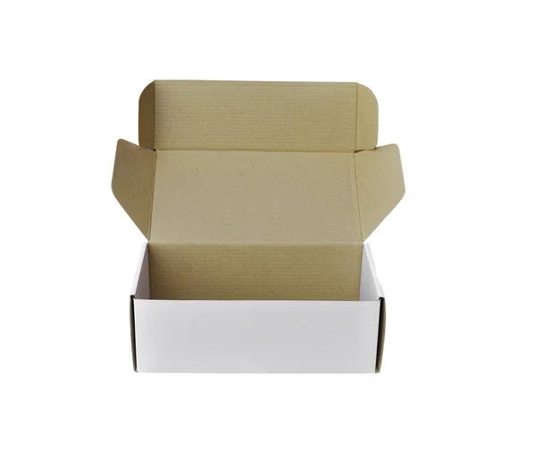 Papírová krabice na bílém pozadí — Stock fotografie