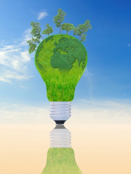 Natural energy concept. with Light bulb — Stock Photo, Image