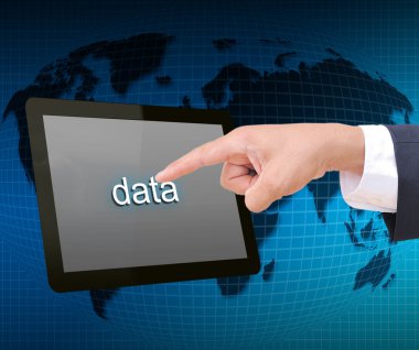 tablet PC'nizde veri düğmesine basarak işadamı el