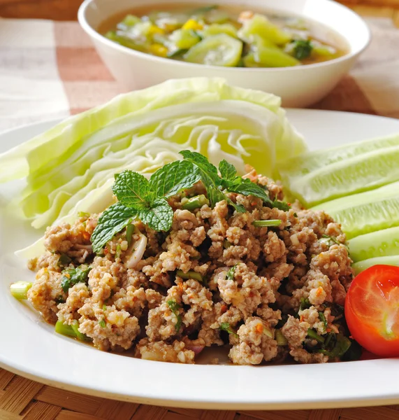 Thai Spicy minced meat salad — Stock Photo, Image