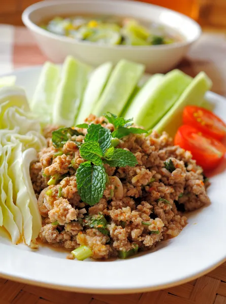 Thai Spicy minced meat salad — Stock Photo, Image