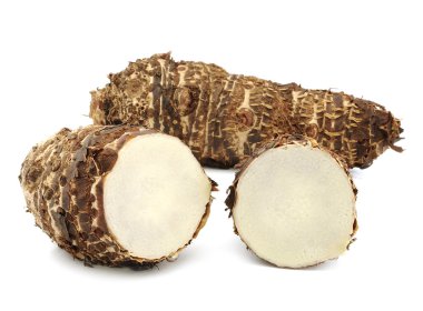 taro kökleri beyaz üzerine