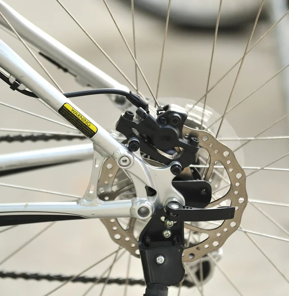 Part of Mountain Bike brake disc in close up. — Stock Photo, Image