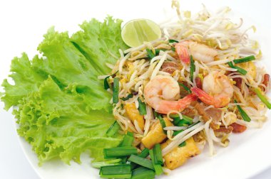 Tayland yemeği, Tayland yemeği, karidesli erişte kızartması.