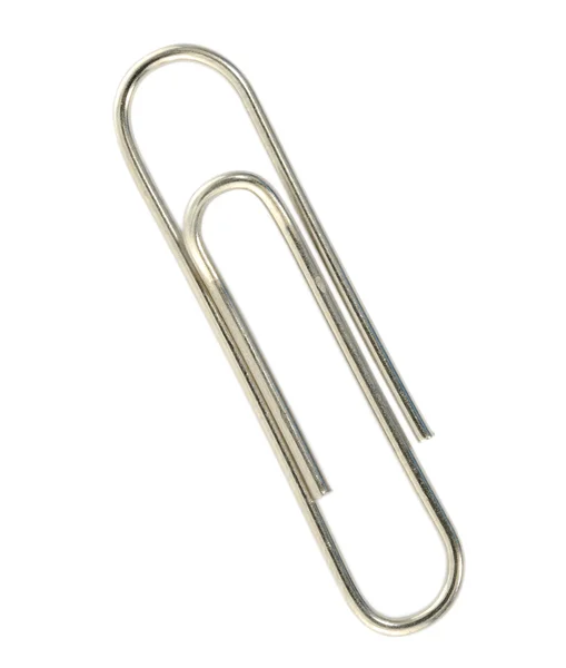 Grote paperclip close-up geïsoleerd op witte uitknippad — Stockfoto