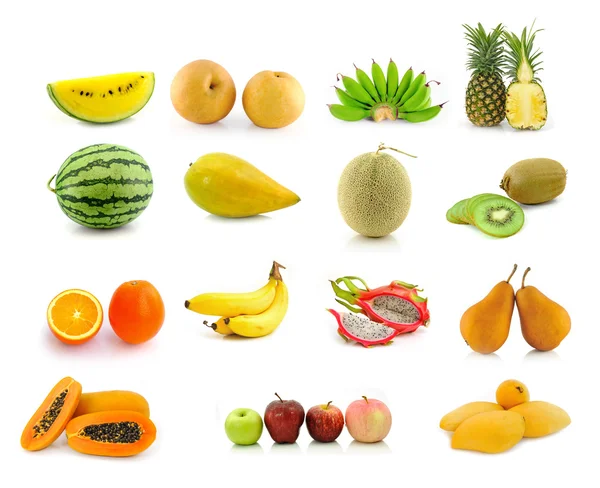 Grande page de fruits isolés sur fond blanc — Photo