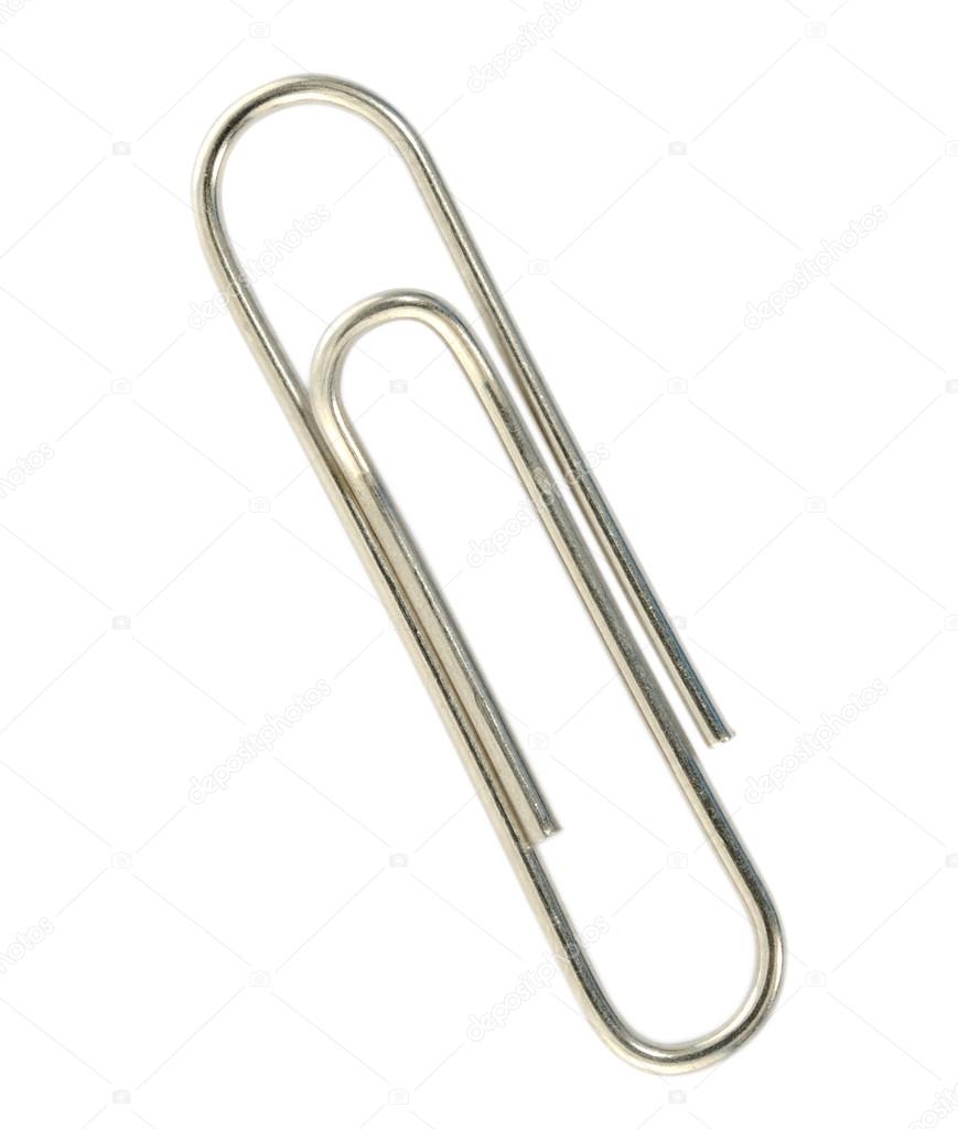 Large paper clip close-up isolated on white clipping path