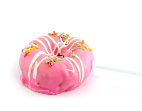 Donut de morango em um fundo branco — Fotografia de Stock