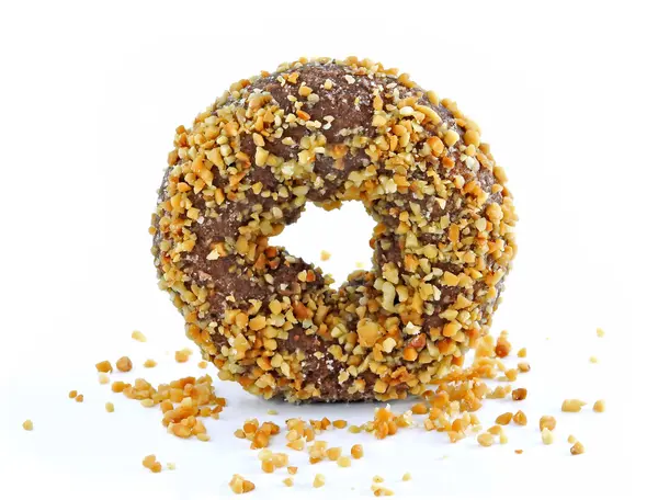 Donut de chocolate aislado sobre fondo blanco — Foto de Stock