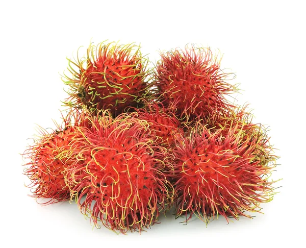 Rambutan är en frukt med söta röda skal — Stockfoto