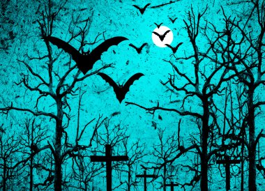 yarasalar ve dolunay Halloween arka plan