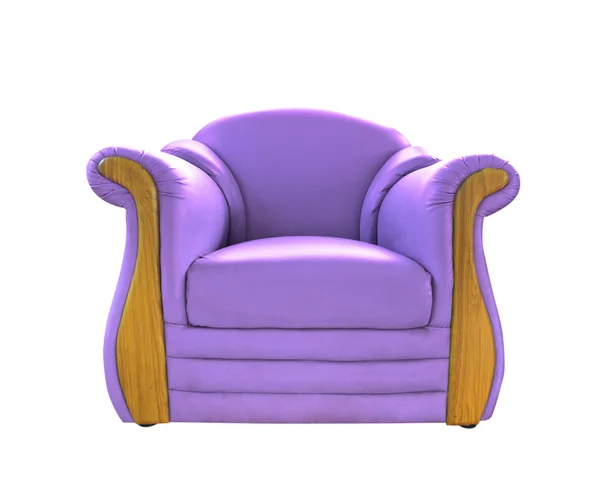 Velho sofá de couro roxo isolado no branco — Fotografia de Stock