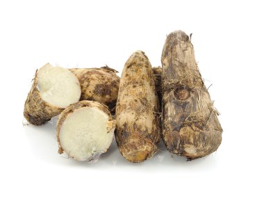 taro kökleri beyaz üzerine