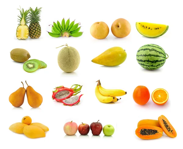 Grande page de fruits isolés sur fond blanc — Photo