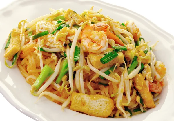 Nourriture thaïlandaise Tampon thaï, Faire frire les nouilles aux crevettes — Photo