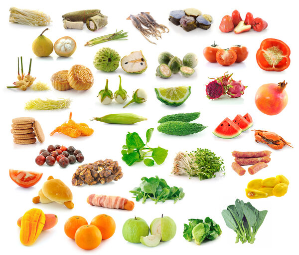 Сбор продуктов питания на белом фоне

