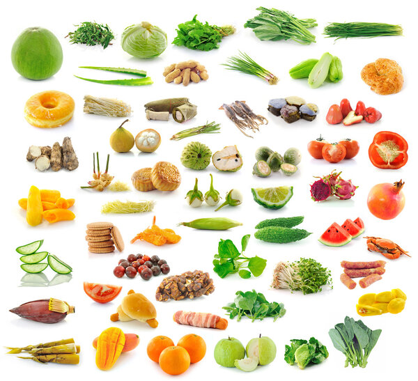 Сбор продуктов питания на белом фоне
