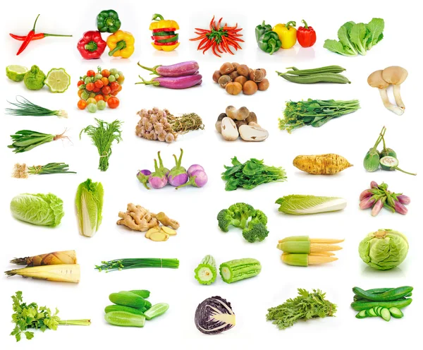 Gemüse Sammlung isoliert auf weißem Hintergrund — Stockfoto