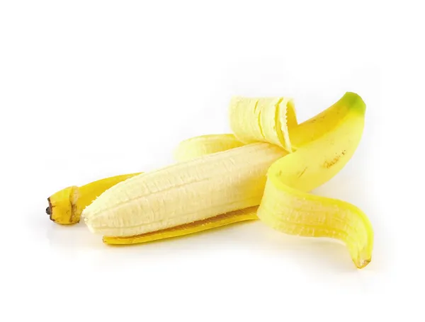 Open banana isolated on white background — Stock Photo, Image