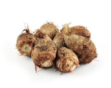 Taro kök beyaz zemin üzerine