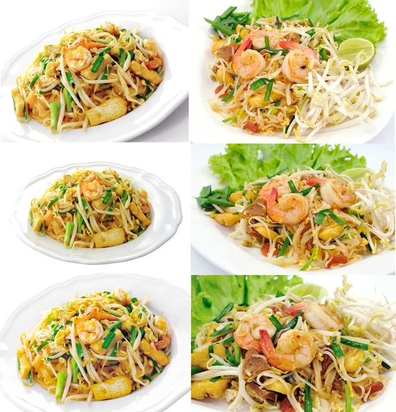 Thai-Essen Pad thailändisch, Rühren Sie Nudeln mit Garnelen — Stockfoto