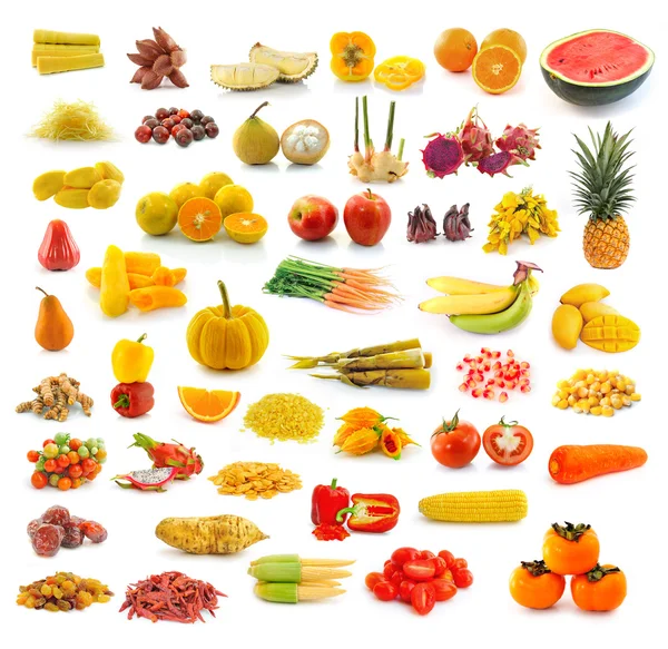 Frutas, legumes, amarelo e vermelho. Com beta-caroteno . — Fotografia de Stock