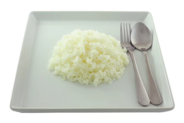 Рис в белой тарелке . — стоковое фото