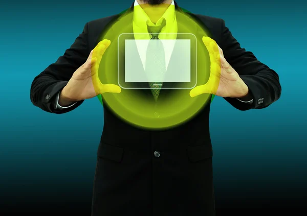 Business man holding tablet computer in his hand — Stock Photo, Image