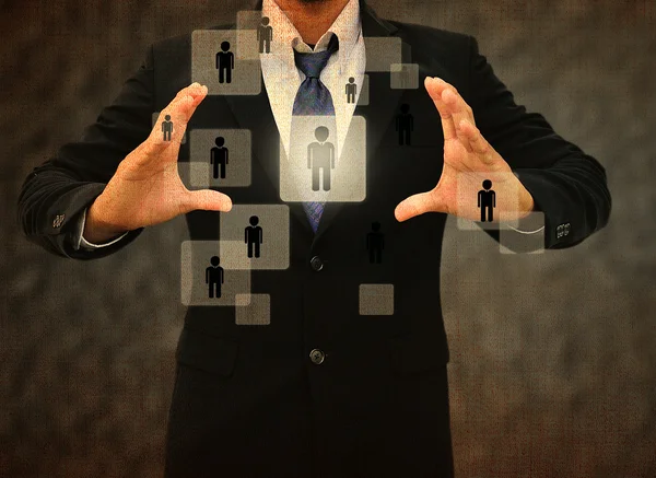 Businessman Choosing the right person in the old texture — Stock Photo, Image