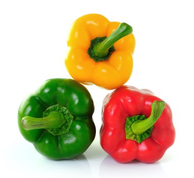 red green yellow pepper on white background clipart