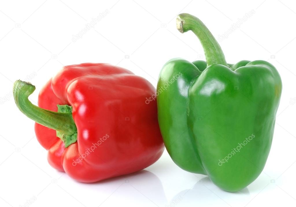 red green pepper on white background